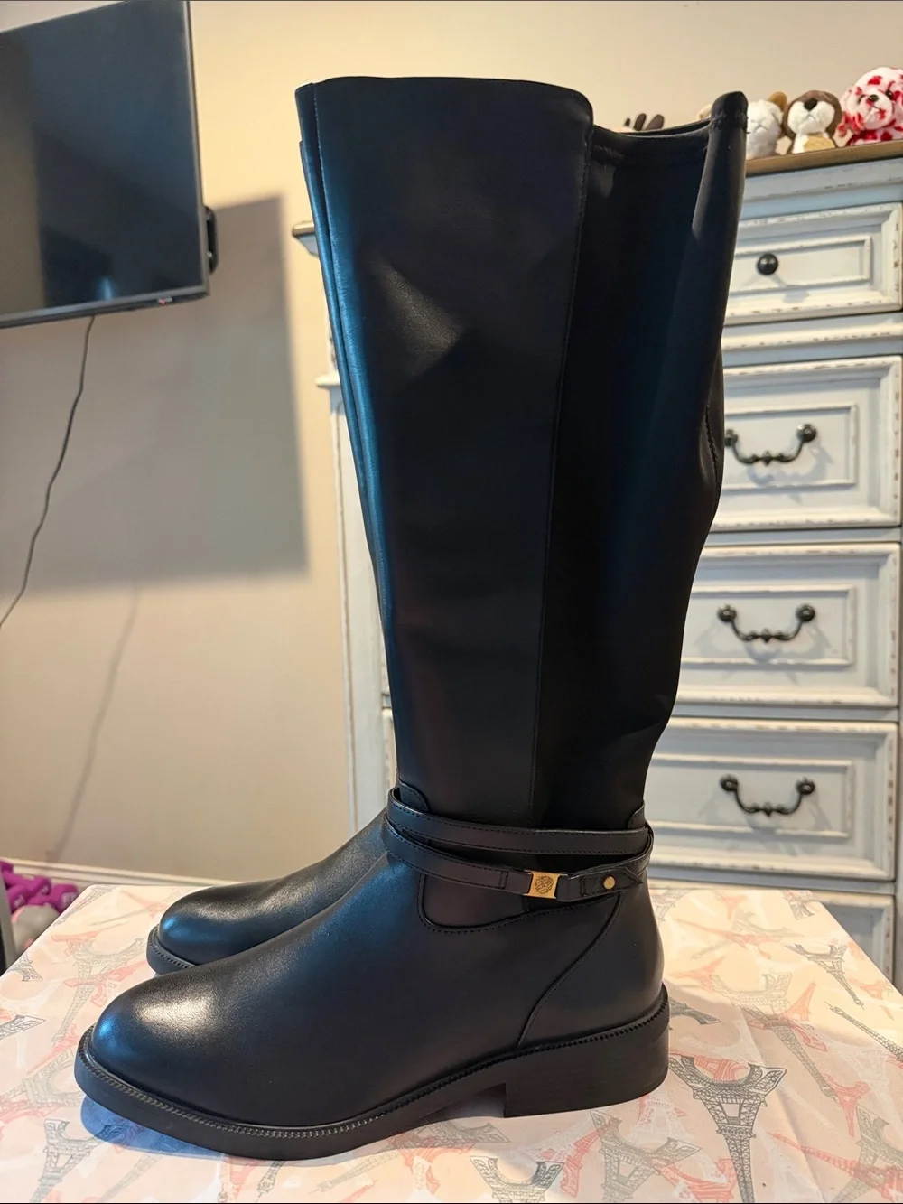 Vince Camuto Black Over-the-Knee Leather Boots